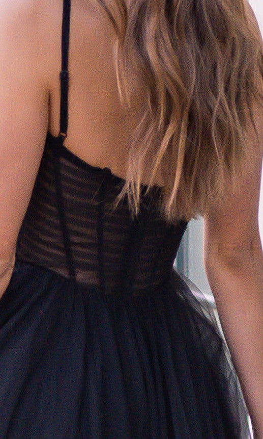 Yasmin Gown - Black - Tulle A-line Dress With Pleated Bodice
