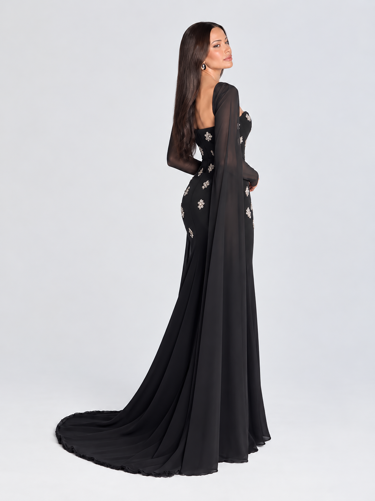 Maria beaded choker neckline floor-length silhouette