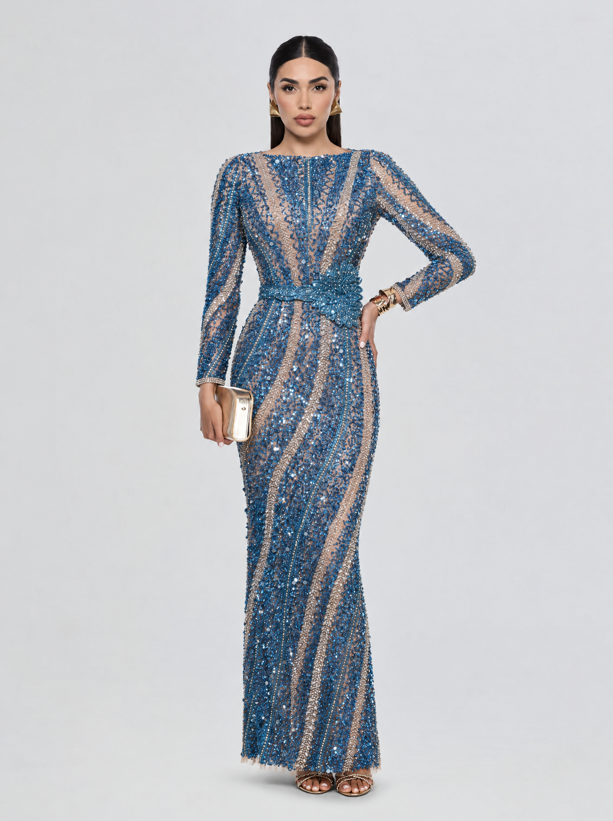 Mariam Long Sleeve Beaded Dress