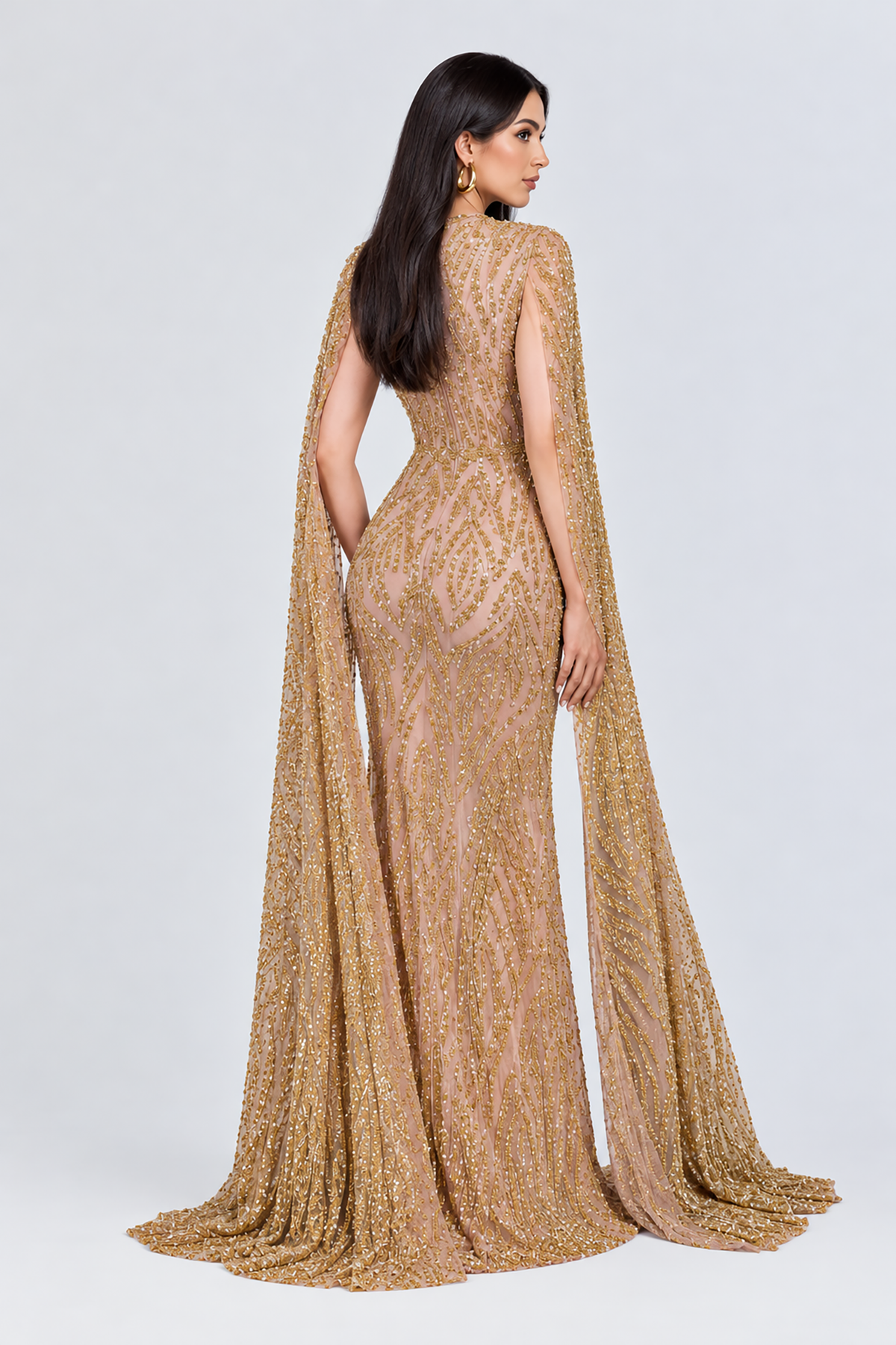 Nabilah Embellished Cape Sleeve Dress