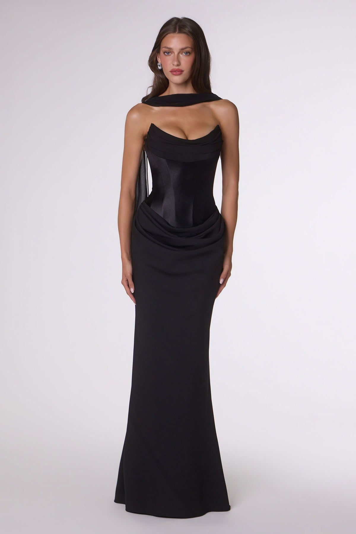 CLEARANCE - Amoris T732 Strapless Fitted Column Semi-Formal Red Gown (Size XXS)