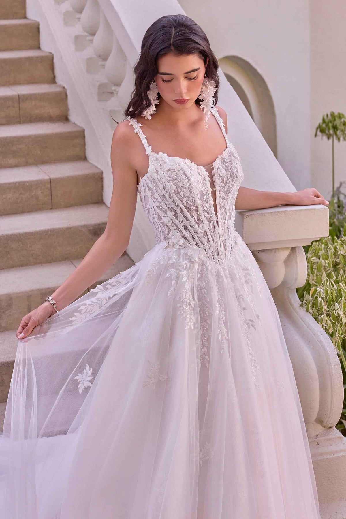 Andrea & Leo WL075 Leaf Motif Layered Tulle Wedding Ball Gown