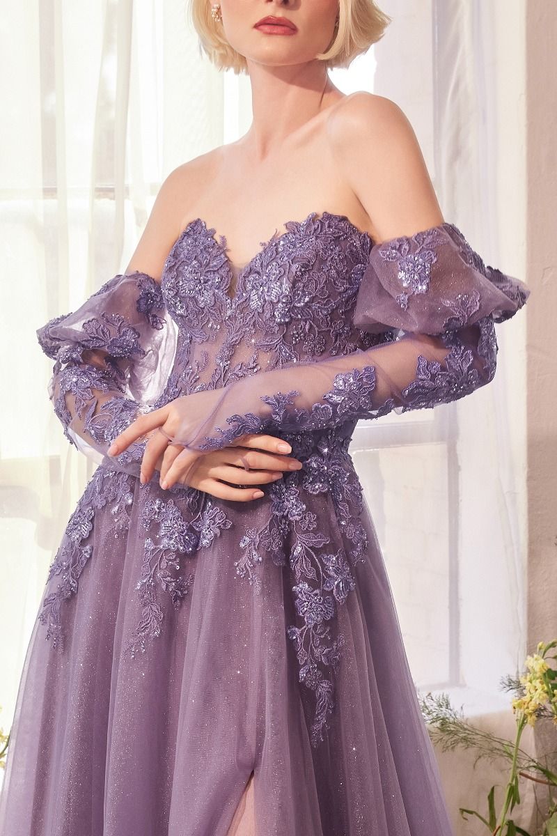 A1398 STRAPLESS A-LINE DRESS & REMOVABLE SLEEVES