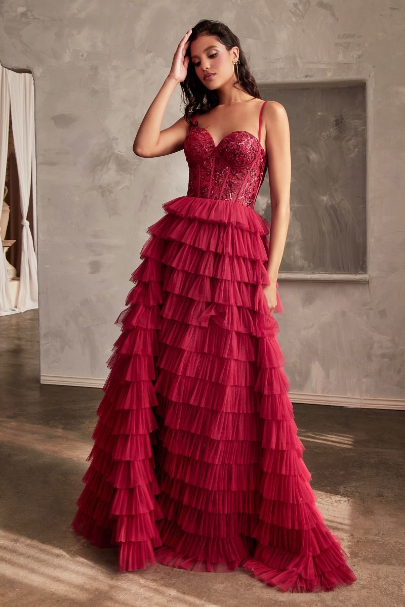 CB143 LAYERED TULLE BALL GOWN