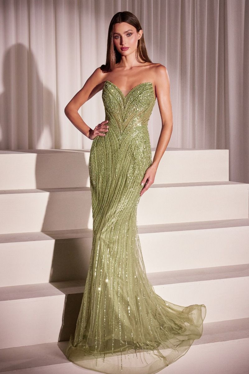 CC416 SEQUIN STRAPLESS FITTED DRESS