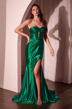 CD0103 SATIN STRAPLESS FITTED GOWN