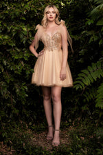 CD0174 A-LINE SHORT TULLE DRESS