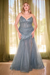 CD0214C STRAPLESS BEADED MERMAID DRESS