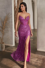 CD0227 EMBELLISHED STRAPLESS GOWN