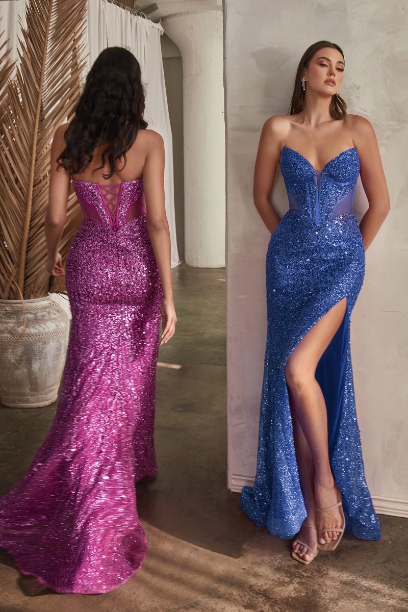 CD0227 EMBELLISHED STRAPLESS GOWN