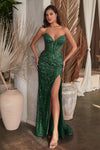 CD0227 EMBELLISHED STRAPLESS GOWN