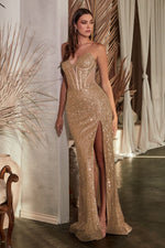 CD0227 EMBELLISHED STRAPLESS GOWN