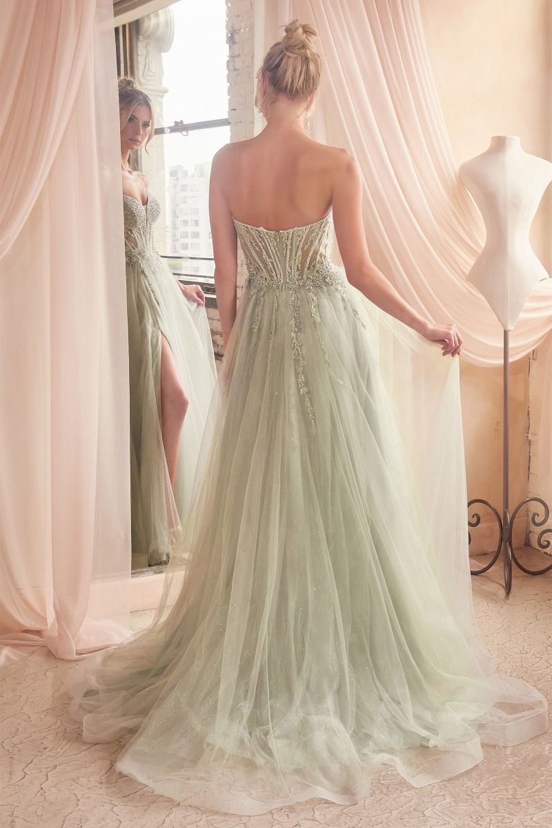 CD0230 STRAPLESS LAYERED TULLE BALL GOWN