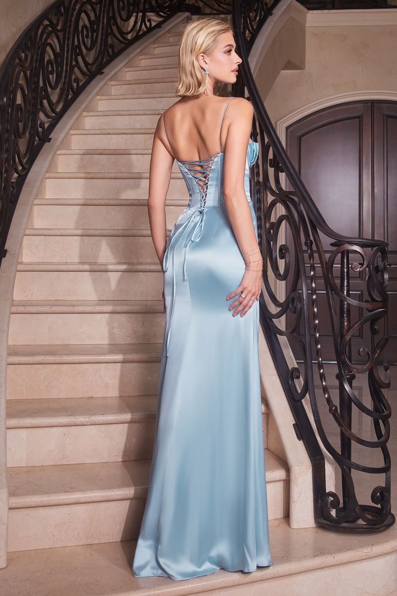 CD306 EMBELLISHED SATIN CORSET DRESS