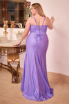 CD307C GLITTER FITTED GOWN WITH CRYSTAL DETAILS