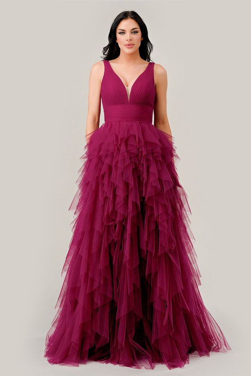 CD347 LAYERED TIERED TULLE A-LINE DRESS