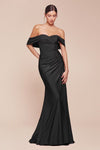 CD790C STRETCH SPANDEX OFF THE SHOULDER CURVE DRESS