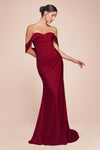 CD790C STRETCH SPANDEX OFF THE SHOULDER CURVE DRESS