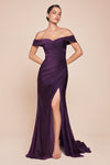 CD790C STRETCH SPANDEX OFF THE SHOULDER CURVE DRESS