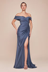 CD790C STRETCH SPANDEX OFF THE SHOULDER CURVE DRESS