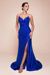 CD791 STRAPLESS STRETCH SATIN FITTED GOWN