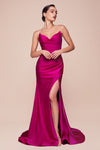 CD791 STRAPLESS STRETCH SATIN FITTED GOWN