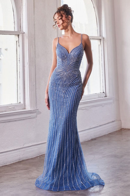 CD845 EMBELLISHED FITTED GOWN