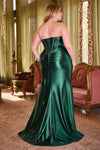 CDS423C STRAPLESS SATIN GOWN WITH EMBELLISHED DETAILS