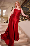 CDS496C FITTED SATIN DRESS WITH SASH