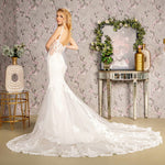 GL3478 GLS by Gloria Embroidery Sequin Sheer Bodice Mesh Mermaid Wedding Gown