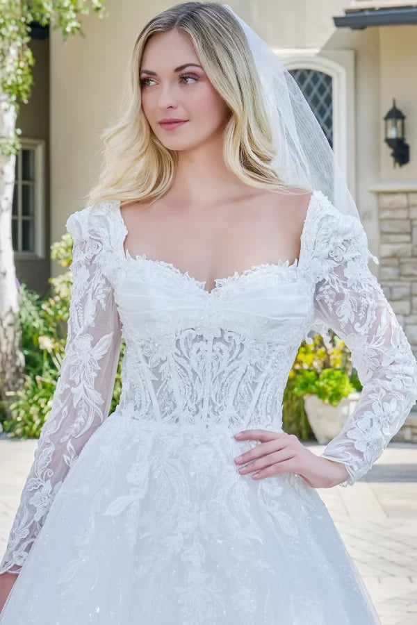GLS by Gloria Bridal GL3820 - Long Puff Sleeve Embellished Ballgown
