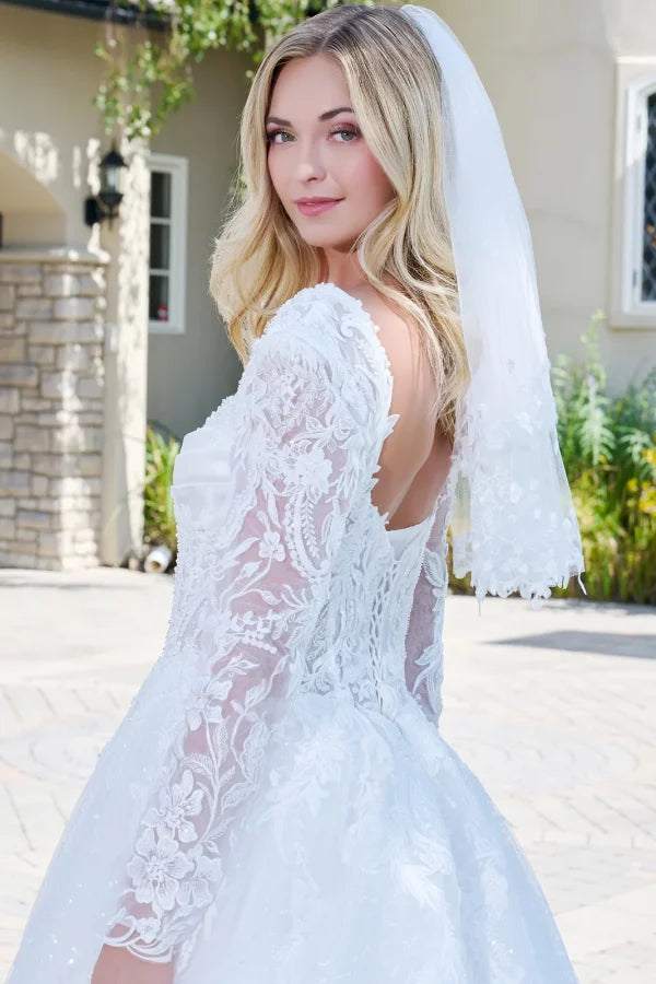 GLS by Gloria Bridal GL3820 - Long Puff Sleeve Embellished Ballgown