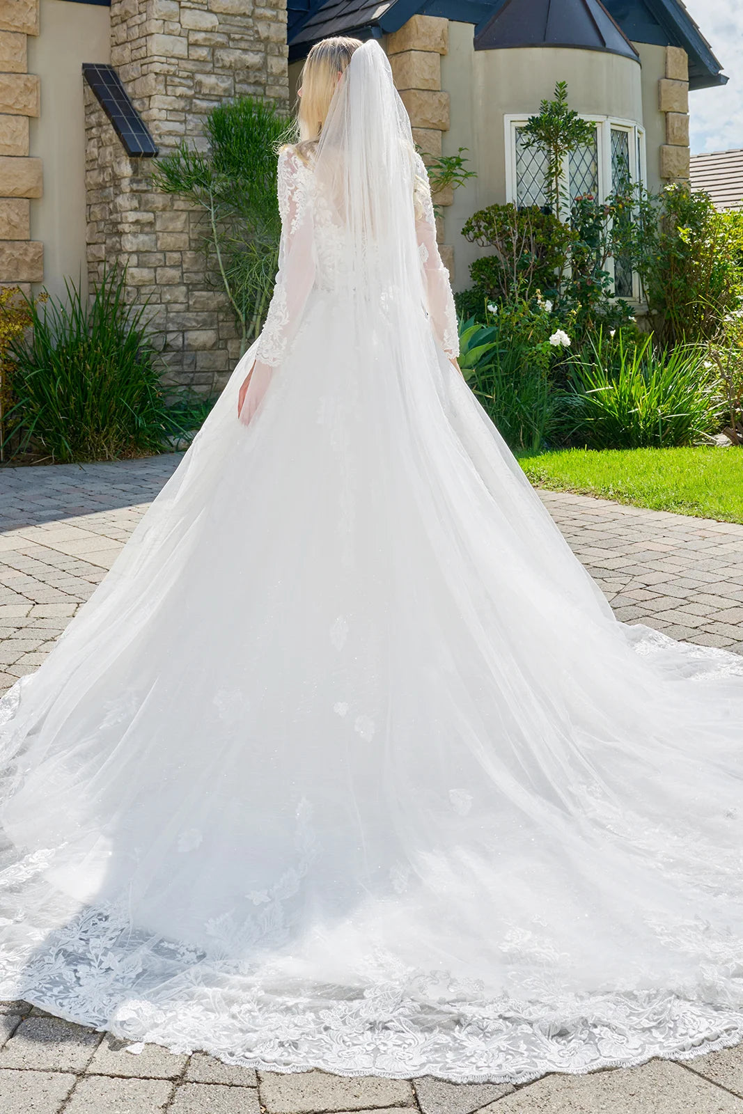 GLS by Gloria Bridal GL3823 - Floral Applique Long Sleeve Ballgown