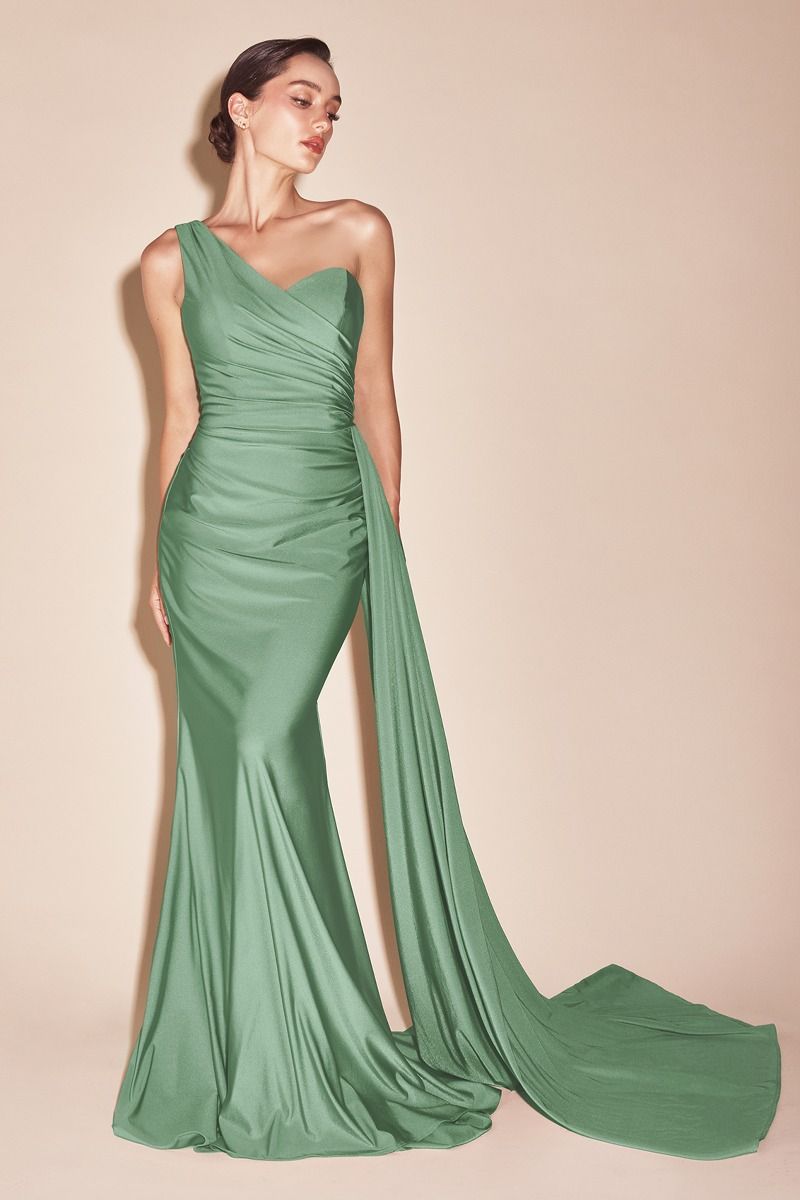 PT004 ONE SHOULDER STRETCH SATIN GOWN