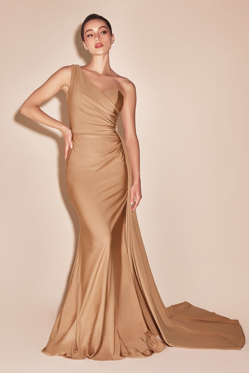 PT004 ONE SHOULDER STRETCH SATIN GOWN