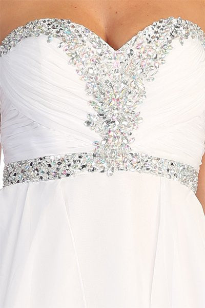 CLEARANCE - Celavie 3005s Short Coral A-Line Dress Sweetheart Rhinestone (Size S)
