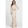 11174 LONG SLEEVE FLORAL ACCENTED LONG GOWN - SARAH FASHION