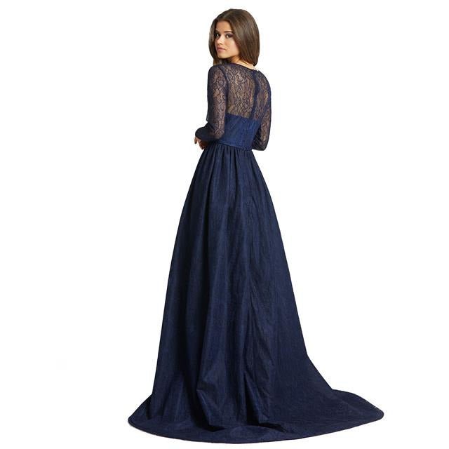 12356D LACE LONG SLEEVE DRESS WITH OVERSKIRT - SARAH FASHION