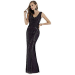 33552 - Fitted tonal sequins long dress - SARAH FASHION