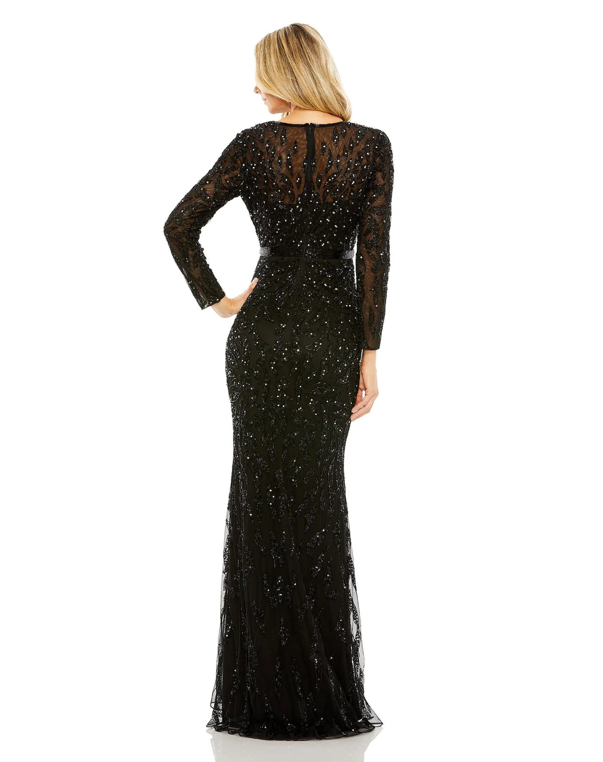 5124 BEADED LONG SLEEVE EVENING GOWN - SARAH FASHION