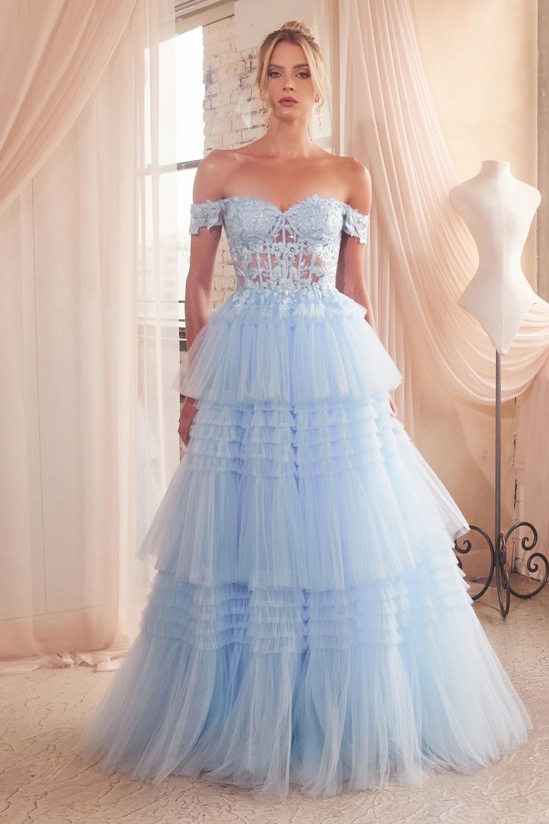 9315 PLEATED TULLE BALL GOWN - SARAH FASHION