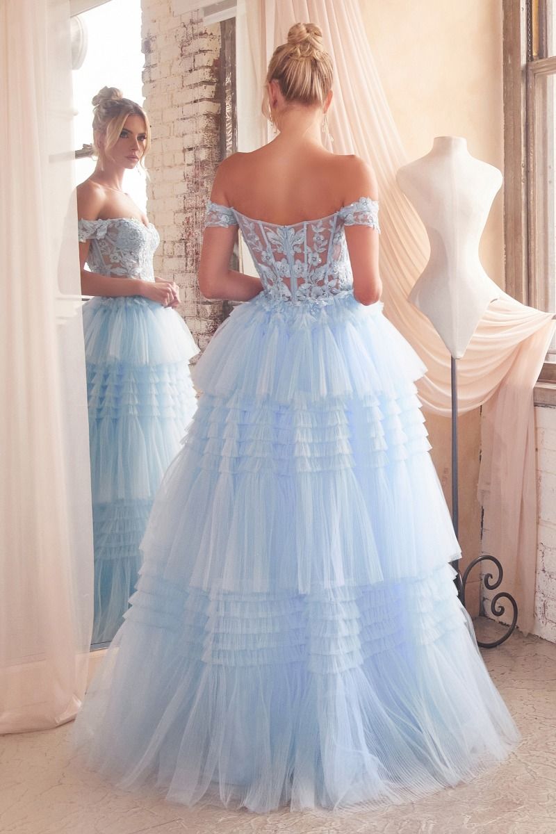 9315 PLEATED TULLE BALL GOWN - SARAH FASHION