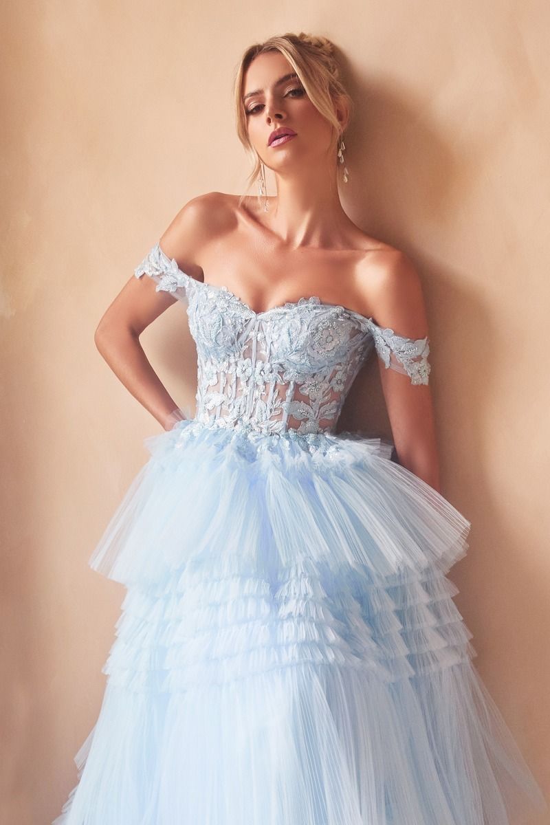 9315 PLEATED TULLE BALL GOWN - SARAH FASHION