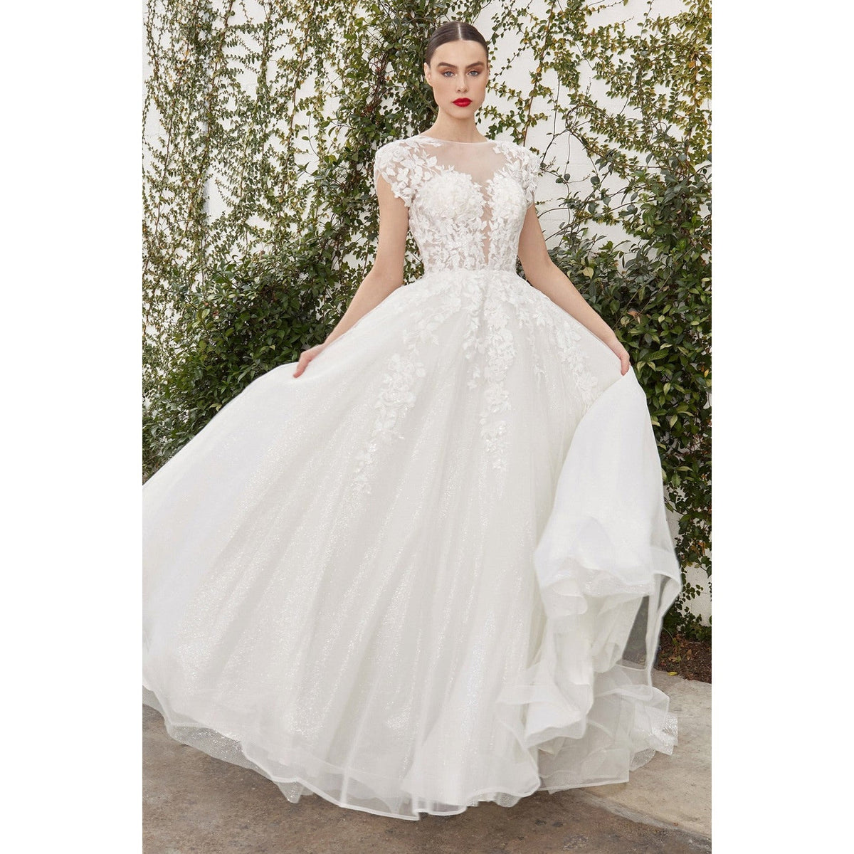 A1082W SOFIAN CAP SLEEVE LACE BALL GOWN - SARAH FASHION