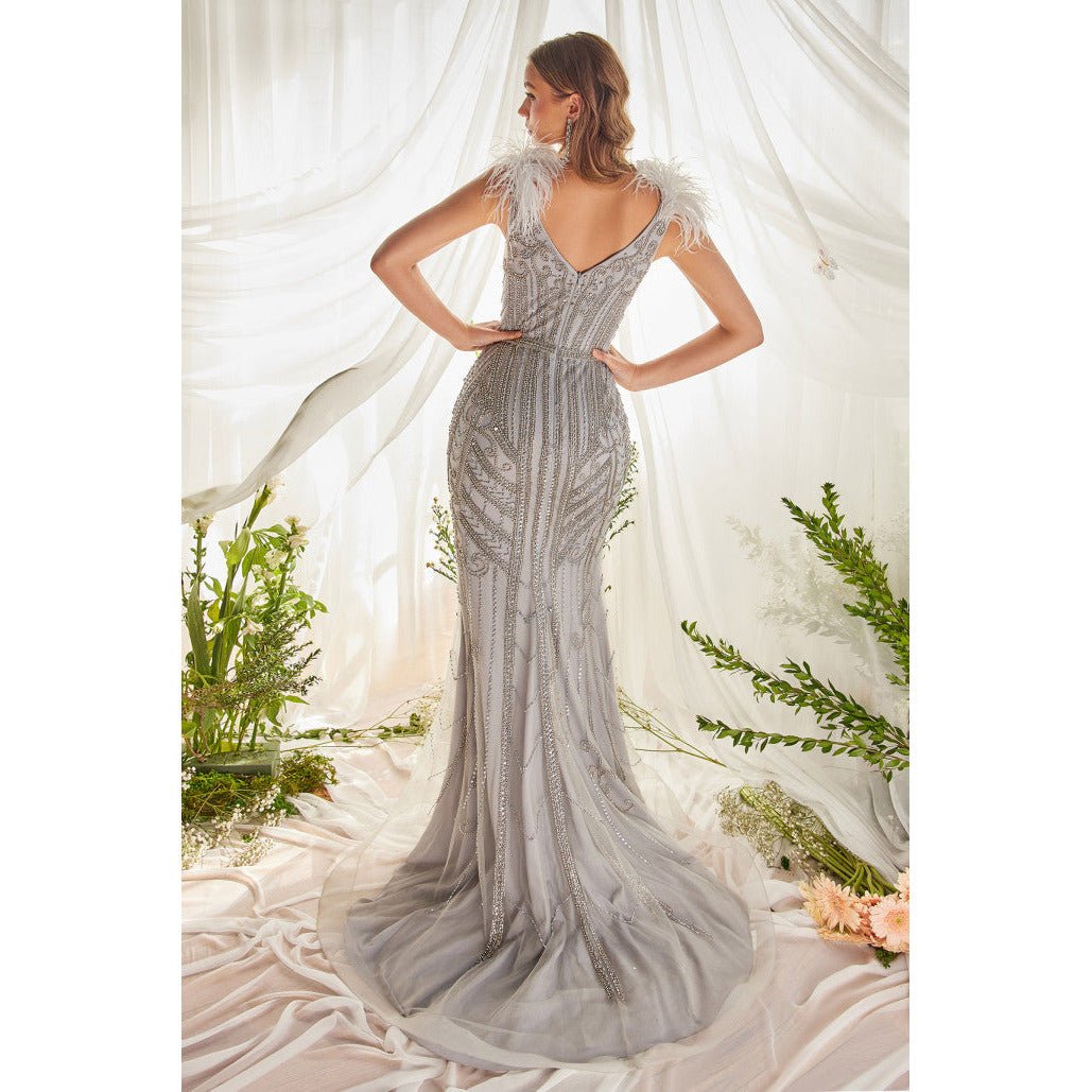 A1094 PORTIA FEATHER GOWN - SARAH FASHION