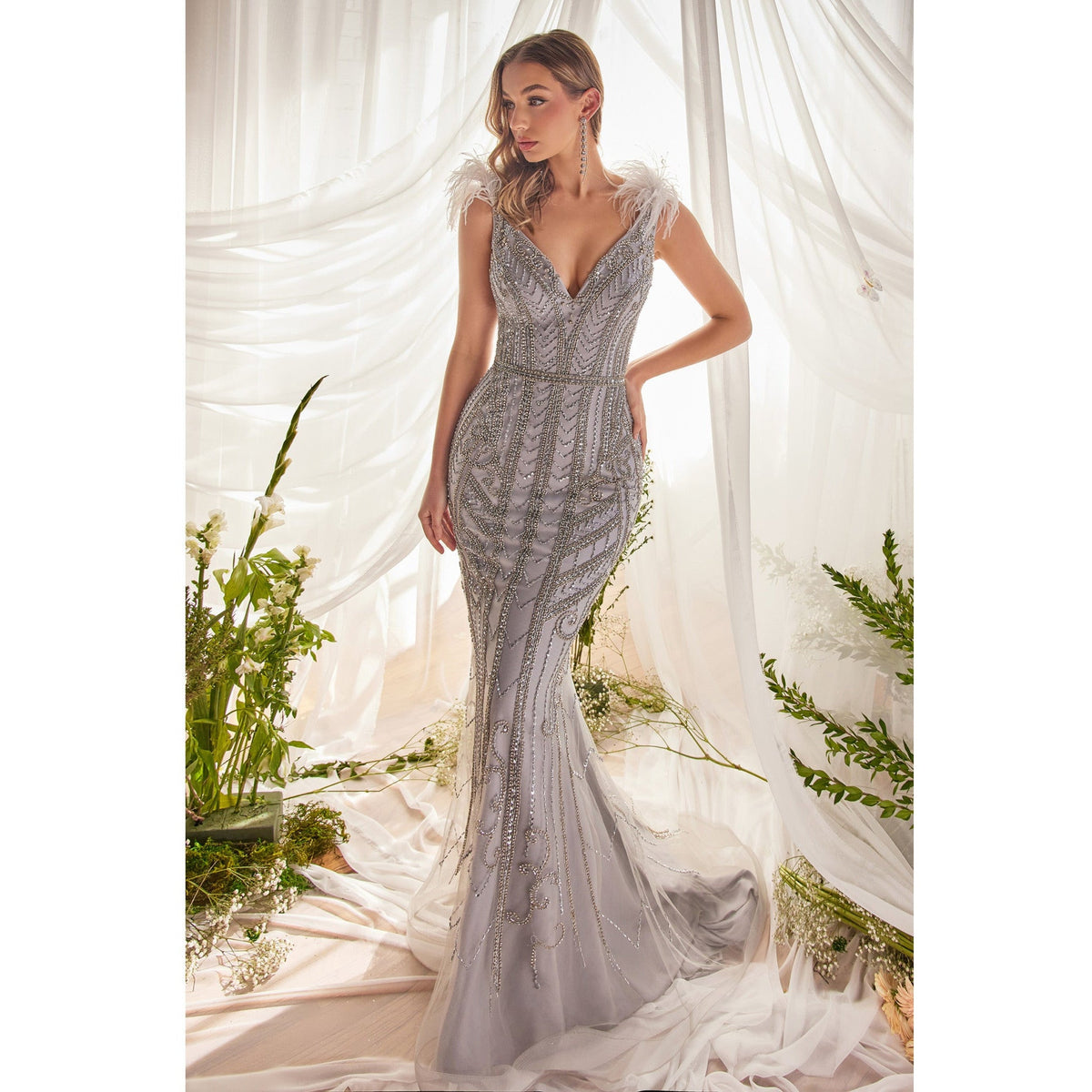 A1094 PORTIA FEATHER GOWN - SARAH FASHION