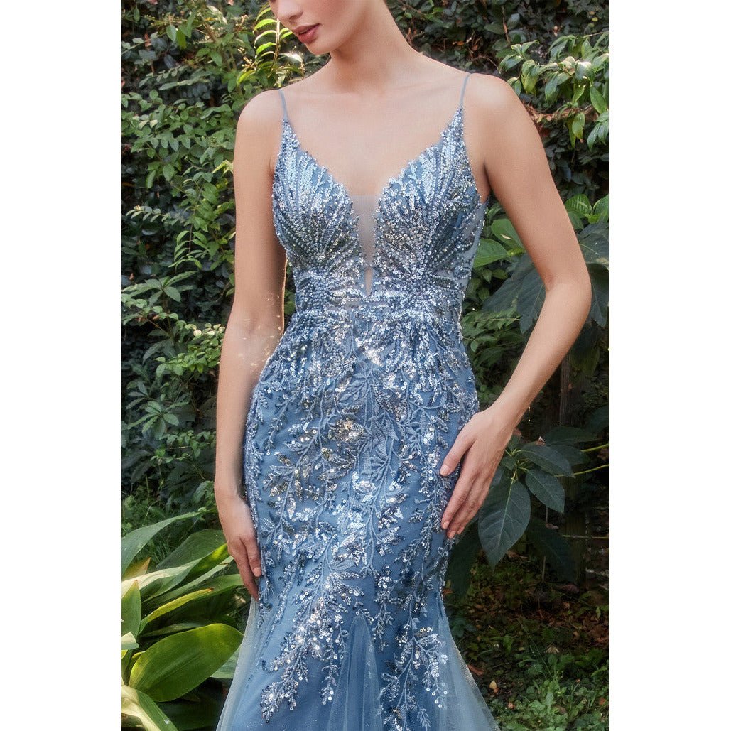 A1118 FITTED MERMAID GOWN - SARAH FASHION