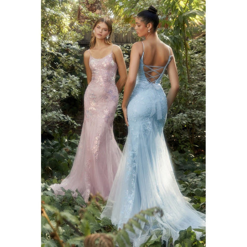 A1131 IRIDESCENT LACE MERMAID GOWN - SARAH FASHION