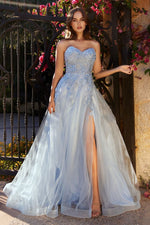 A1339 LAYERED TULLE STRAPLESS BALL GOWN - SARAH FASHION