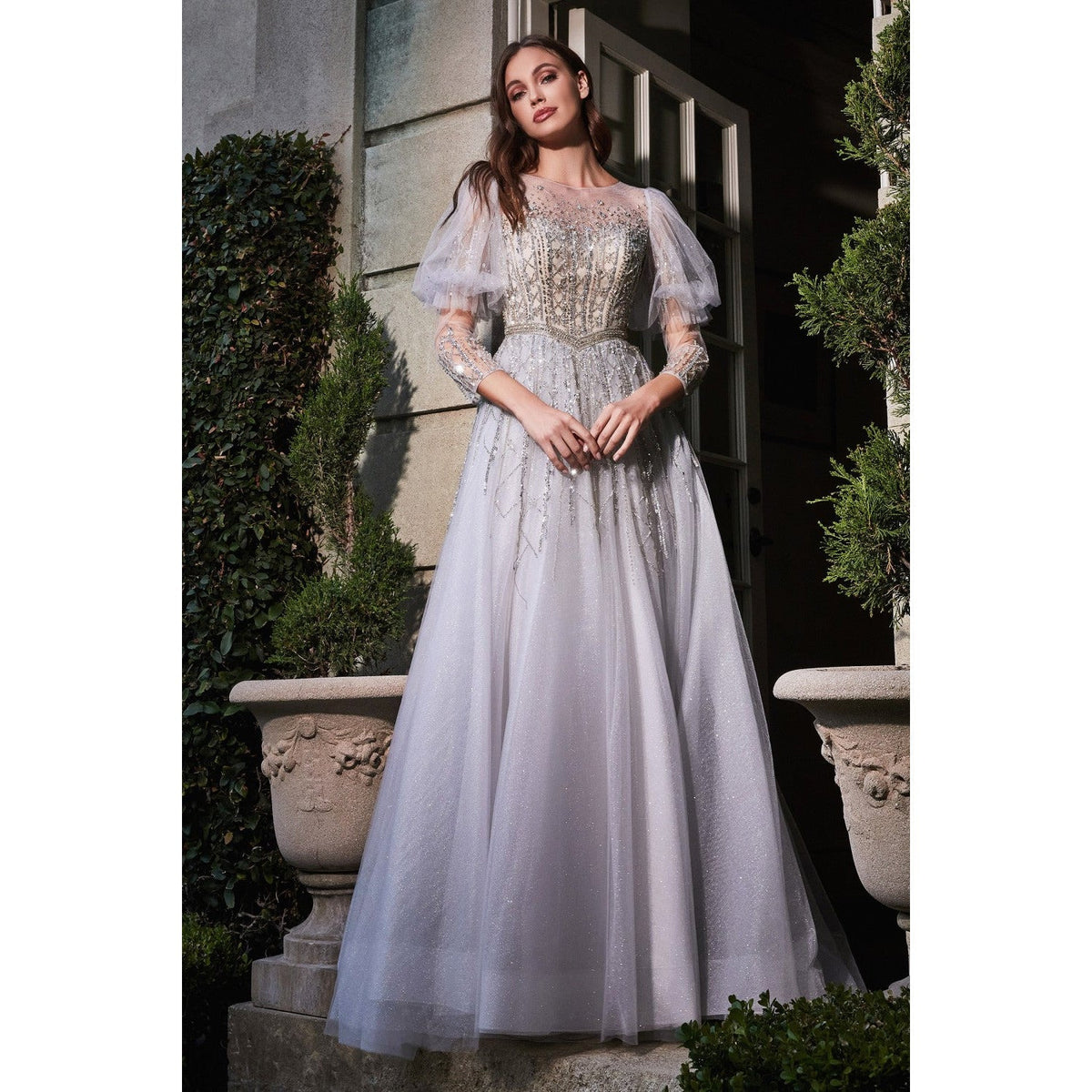 B707 PUFF SLEEVE BALL GOWN - SARAH FASHION